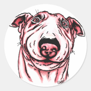 Pink Hearts Bull Terrier Valentine's Day Classic Round Sticker