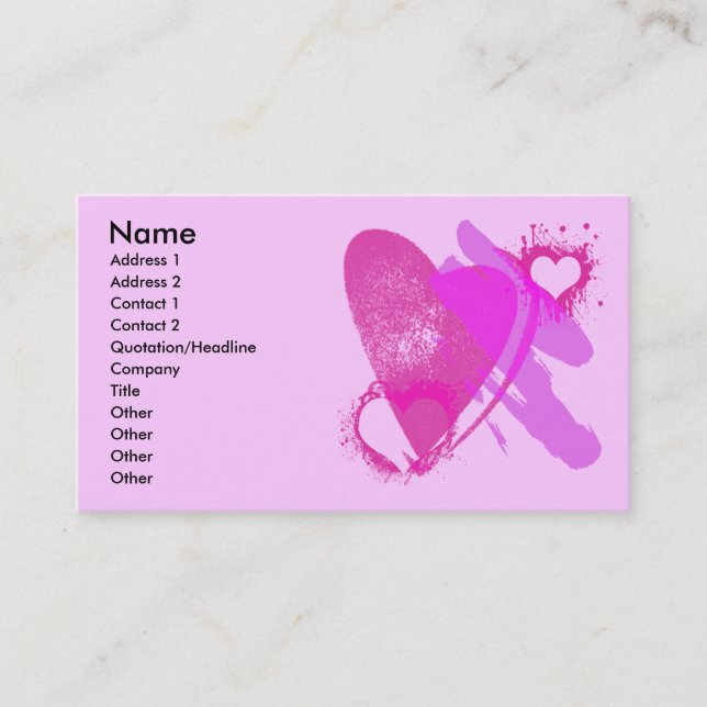 PINK HEARTS BUSINESS CARDS (Front)