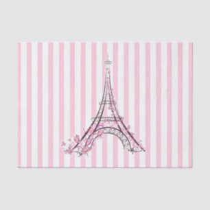 Pink Hearts & Butterflies Paris Eiffel Tower Party Tissue Paper