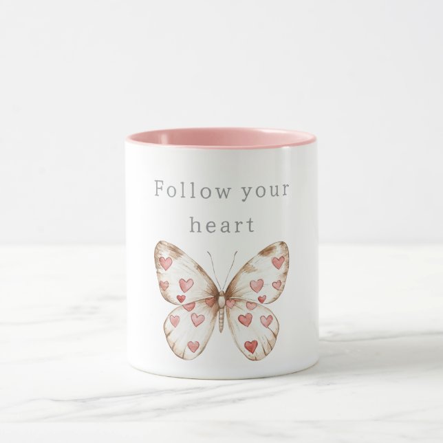 Pink Hearts Butterfly Mug (Center)