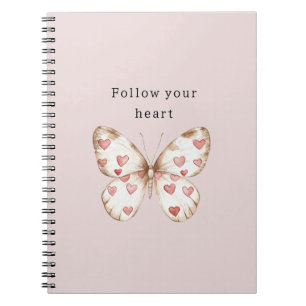 Pink Hearts Butterfly Notebook