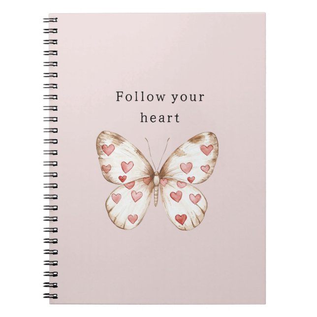 Pink Hearts Butterfly Notebook (Front)