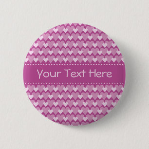 Pink Hearts button, customise 6 Cm Round Badge