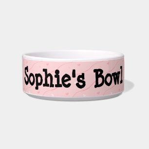 Pink Hearts Ceramic Pet Bowl