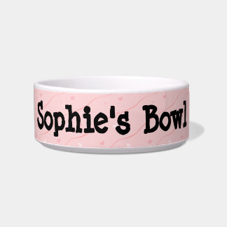 Pink Hearts Ceramic Pet Bowl