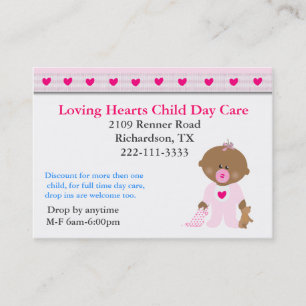 Pink Hearts Child Care Business Card
