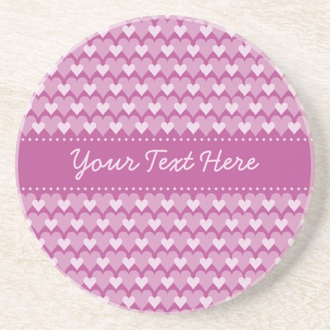 Pink Hearts coaster, customise Coaster (Front)