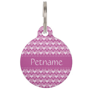 Pink Hearts custom pet tags