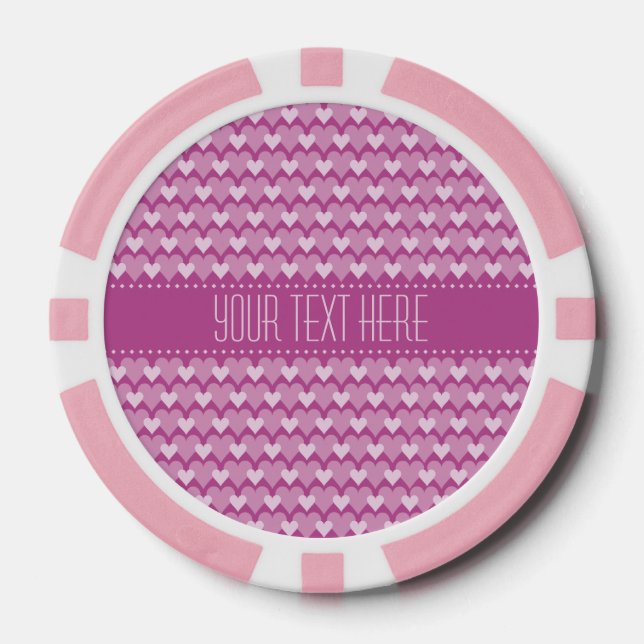 Pink Hearts custom poker chips (Front)