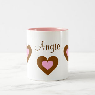 Pink Hearts Customisable Name Valentine Mug