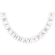 Pink hearts cute birthday party bunting flags