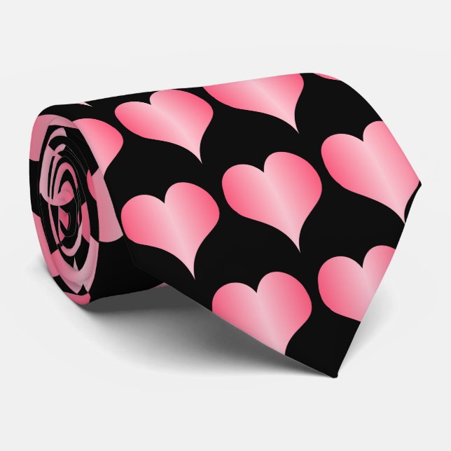 Pink Hearts Design Tie (Rolled)