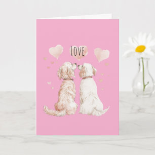 Pink Hearts Dog Love Card