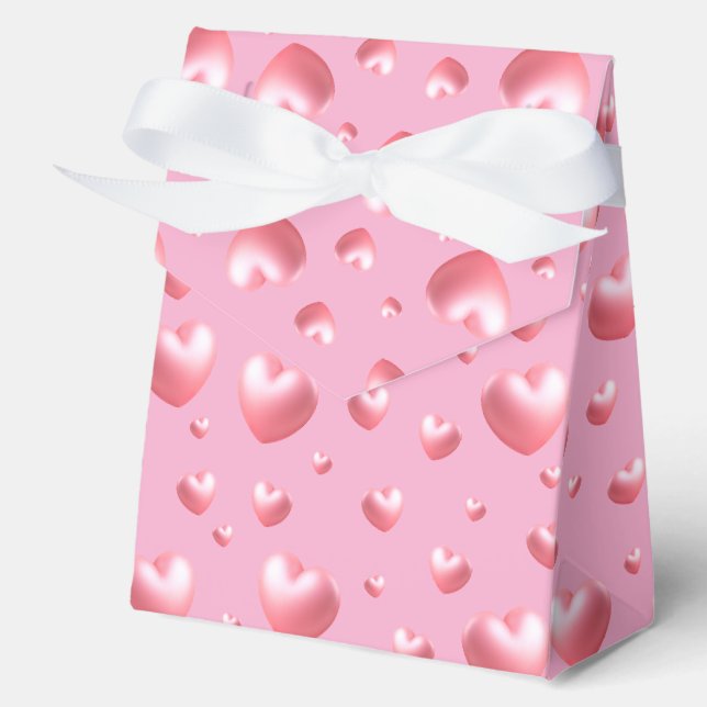 Pink Hearts  Favour Box (Front)