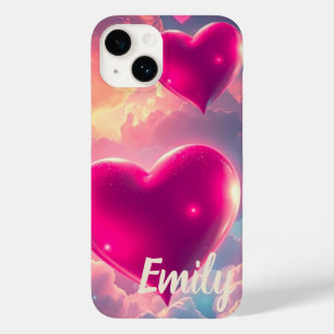 Pink Hearts Floating Golden Skies  Case-Mate iPhone 14 Case