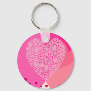 Pink Hearts for St Valentine's Key Ring