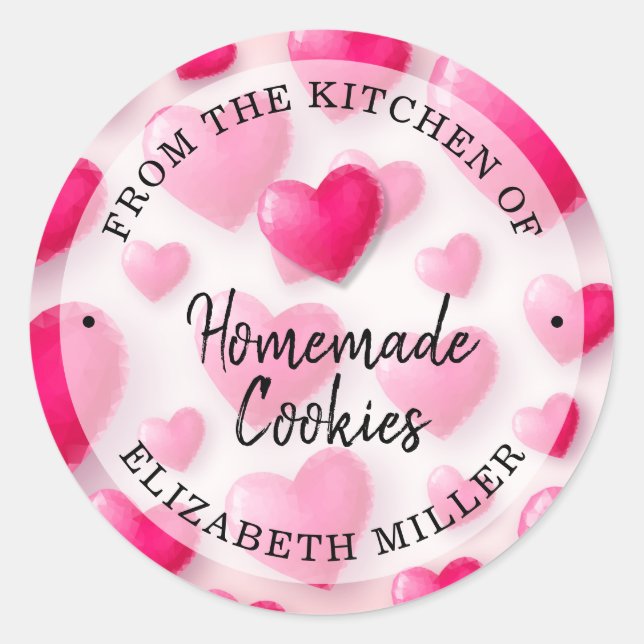 Pink Hearts From the Kitchen of Product Classic Round Sticker (Front)