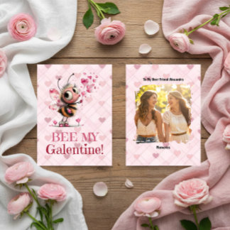 Pink Hearts Galentine's Day Best Friend Card