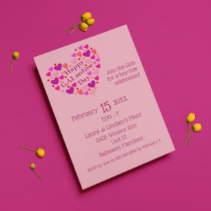 Pink Hearts Galentine's Day Party Invitation