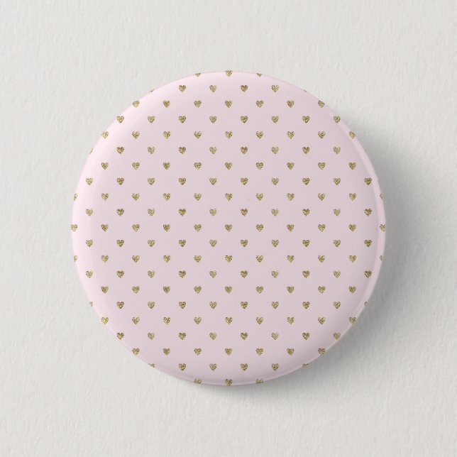 Pink Hearts Golden  6 Cm Round Badge (Front)