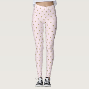 Pink Hearts Golden All-Over-Print Leggings