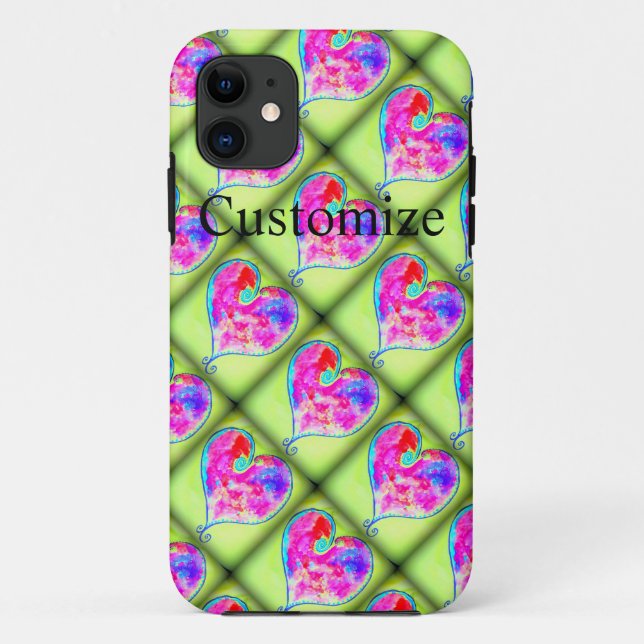 pink hearts green diamonds Case-Mate iPhone case (Back)