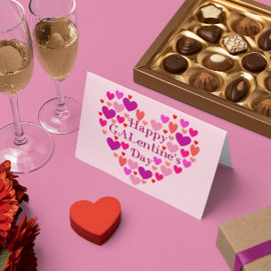 Pink Hearts Happy GALentines Day Valentine Holiday Card