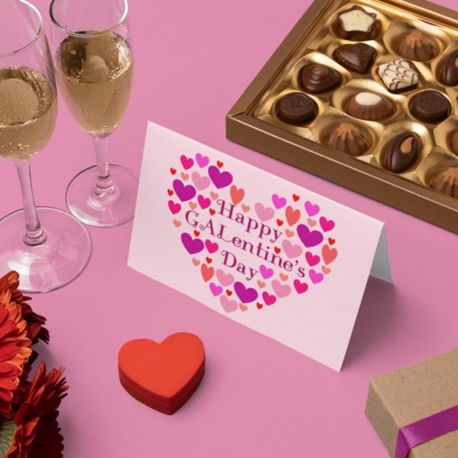 Pink Hearts Happy GALentines Day Valentine Holiday Card (Creator Uploaded)