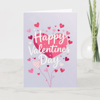 Pink Hearts Happy Valentine's Day Card