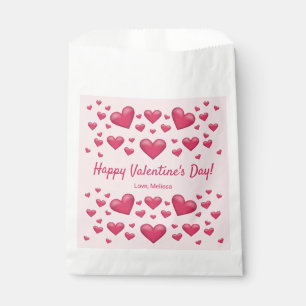 Pink Hearts Happy Valentine's Day & Custom Text Favour Bag