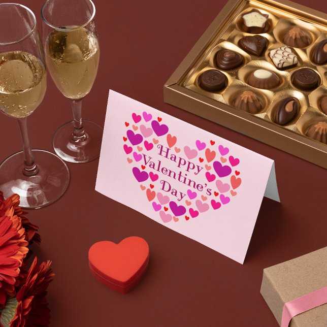 Pink Hearts Happy Valentines Day Valentine Holiday Card (Creator Uploaded)