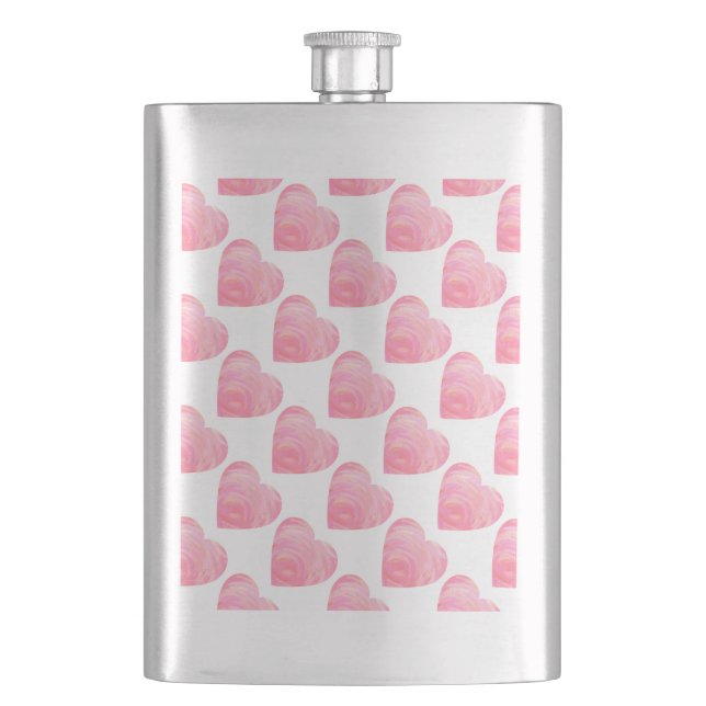 Pink Hearts Hip Flask (Front)