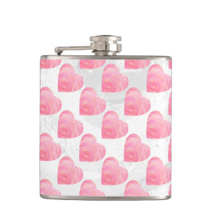 Pink Hearts Hip Flask