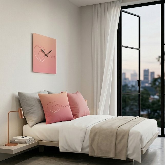 Pink Hearts Home Pillow (Rose Gold Throw Pillow)