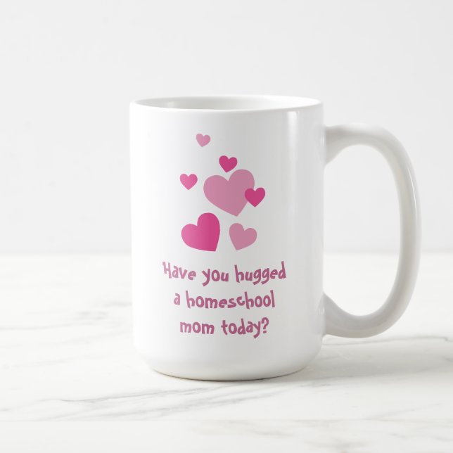 Pink hearts homeschool mum hugs coffee mug (Right)