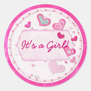 Pink Hearts Jewelled PERSONALIZED Classic Round Sticker