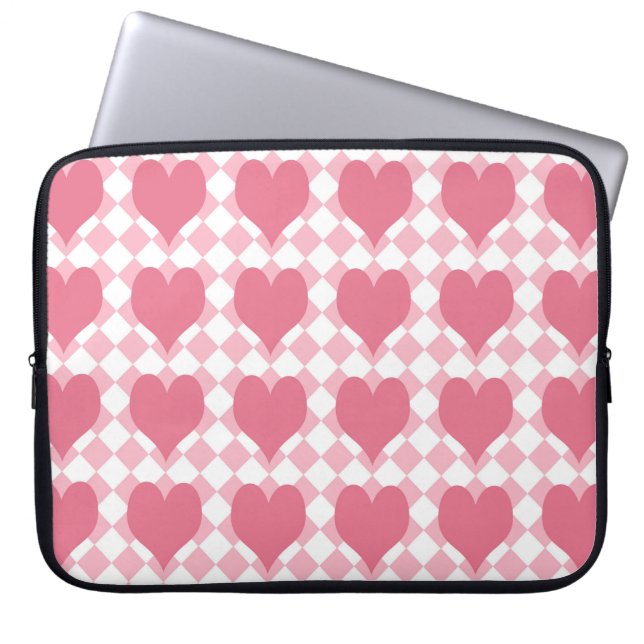 Pink Hearts Laptop Sleeve (Front)