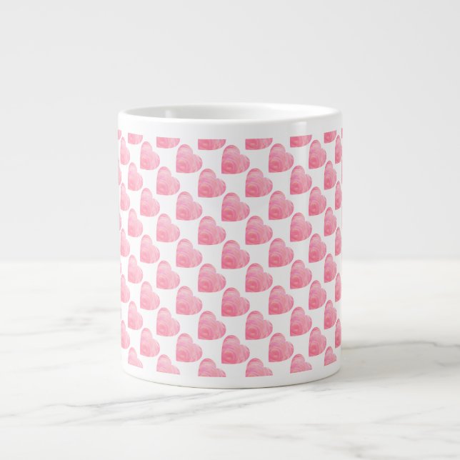 Pink Hearts Large Coffee Mug (Front)