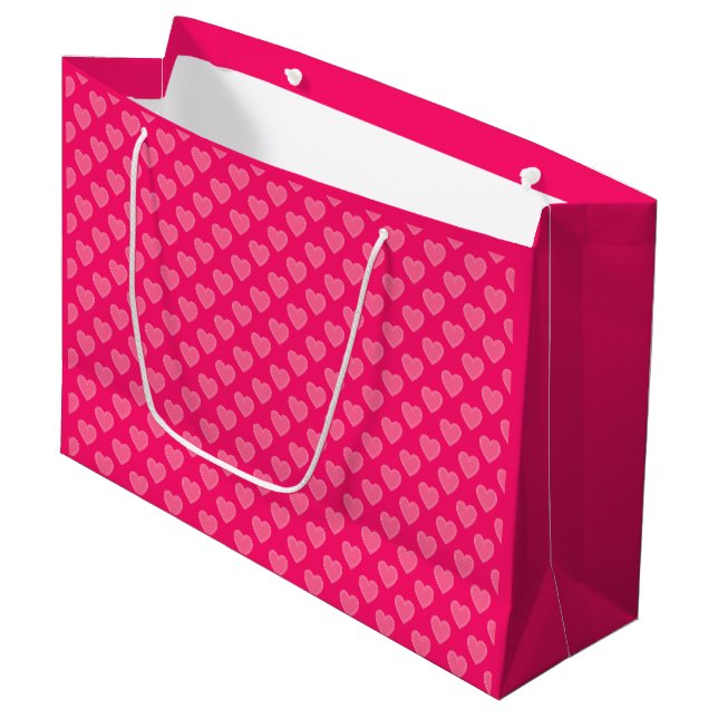 Pink Hearts Large Gift Bag (Front Angled)