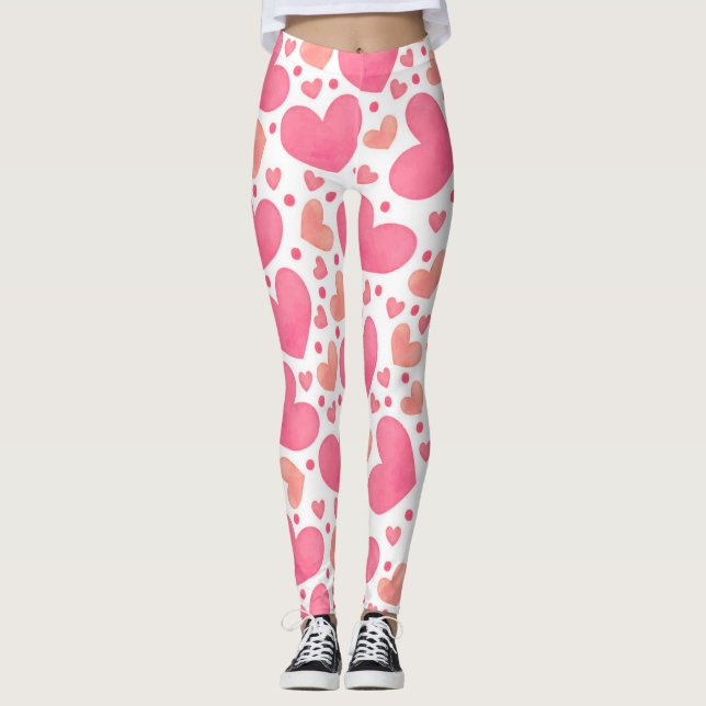 Pink Hearts Leggings (Front)