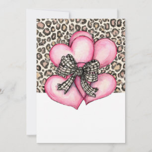 Pink Hearts & Leopard Bow – Fashionable Valentine' Card