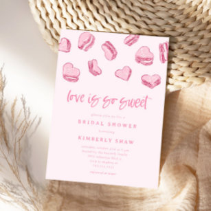 Pink Hearts Love Is So Sweet Bridal Shower Invitation