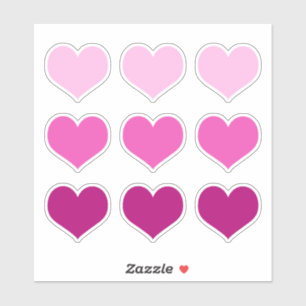 Pink Hearts Love Romance Valentines Day Set of 9
