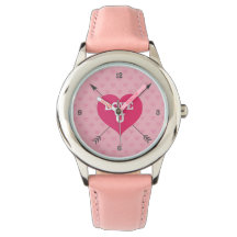 Pink Hearts Love U Custom Watch