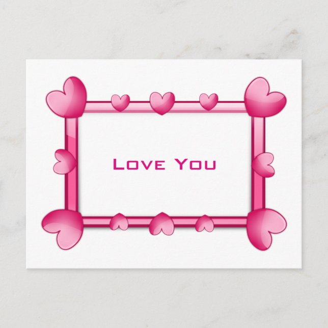 Pink Hearts Love You Postcard (Front)