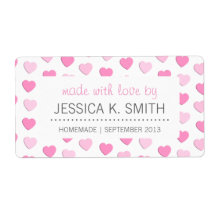 Pink Hearts Made with Love Homemade Canning Jar