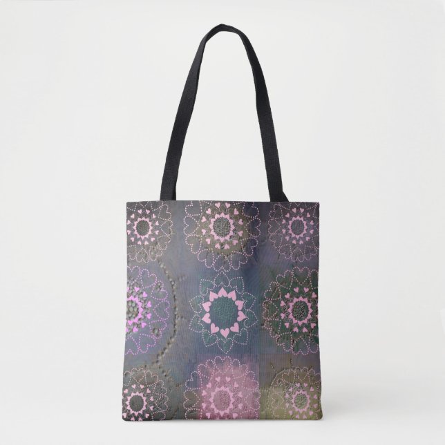 Pink Hearts Mandala Tote Bag (Front)