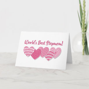 Pink Hearts Mothers Day Card for Stepmom