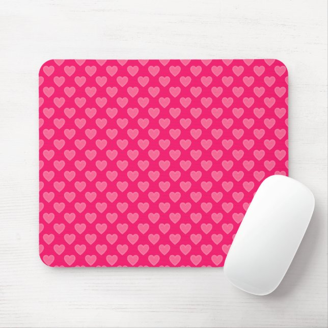 Pink Hearts Mouse Pad (With Mouse)