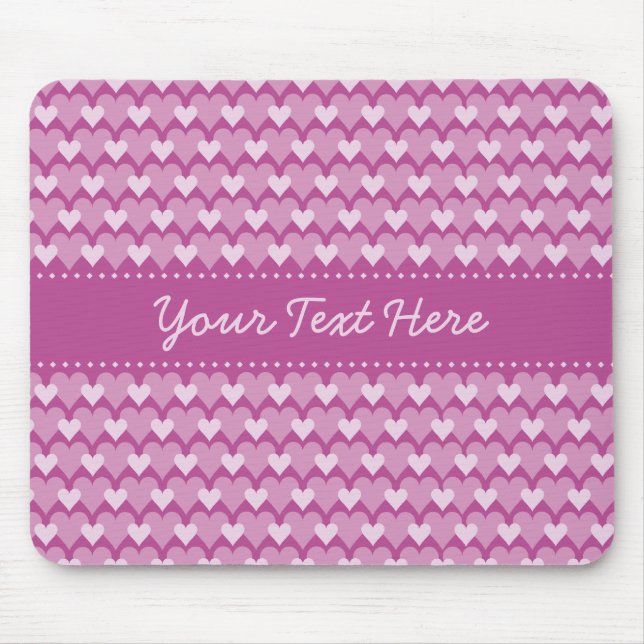 Pink Hearts mousepad, customise Mouse Pad (Front)